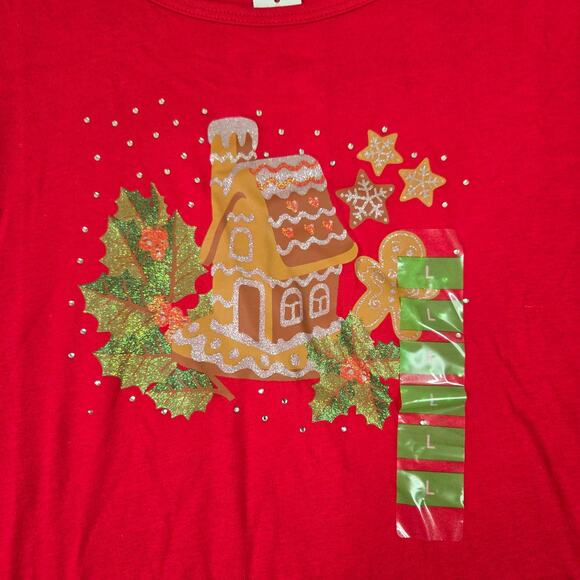 Gloria Vanderbilt Christmas Holiday Shirt Longsleeve Top Womens large 0674 - Picture 3 of 9